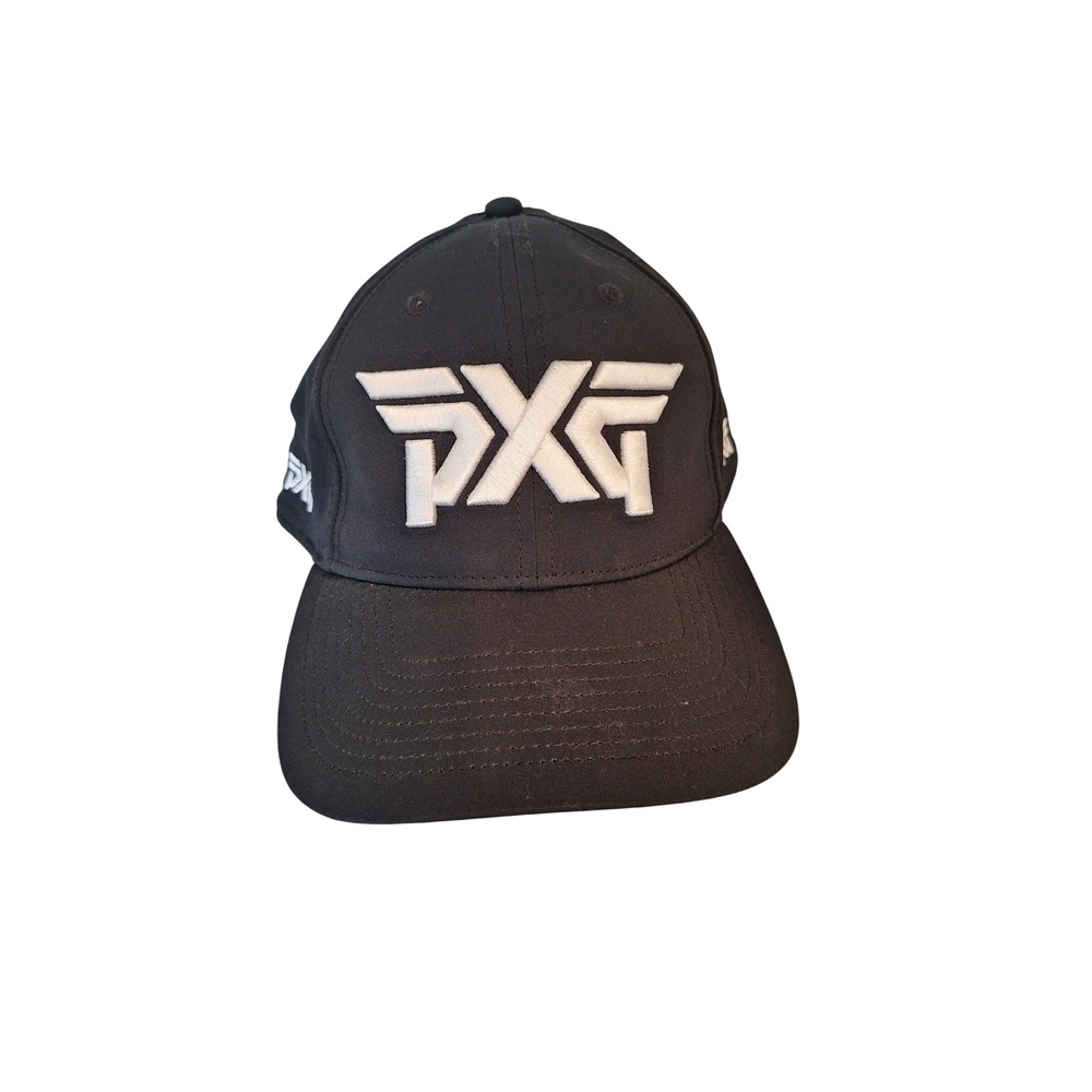 PXG Golf Hat Strap Back One Size Black Parsons Xtreme Raised Rubber Logo Cap‎